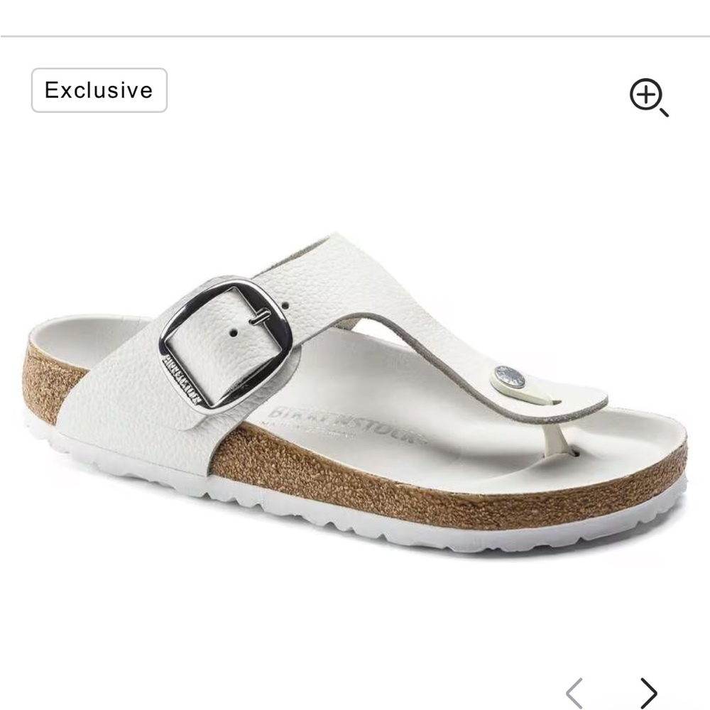 Women’s Birkenstock Big Buckle Gizeh White Leather Sandal - Picture 6 of 8